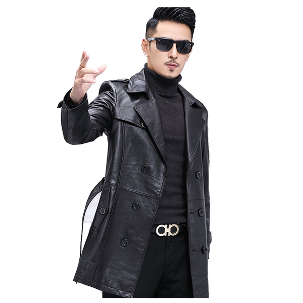 men's leather & faux genuine coats cowskin trench dust coat lapels jacket male business casual cowhide 4xl, Black
men's leather & faux genuine coats cowskin trench dust coat lapels jacket male business casual cowhide 4xl, Black