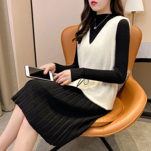 skirt spring fall mink velvet two-piece waistcoat all female mid-length half-turtleneck knitted or crocheted dress plied f2924 ebmb, Black
skirt spring fall mink velvet two-piece waistcoat all female mid-length half-turtleneck knitted or crocheted dress plied f2924 ebmb, Black