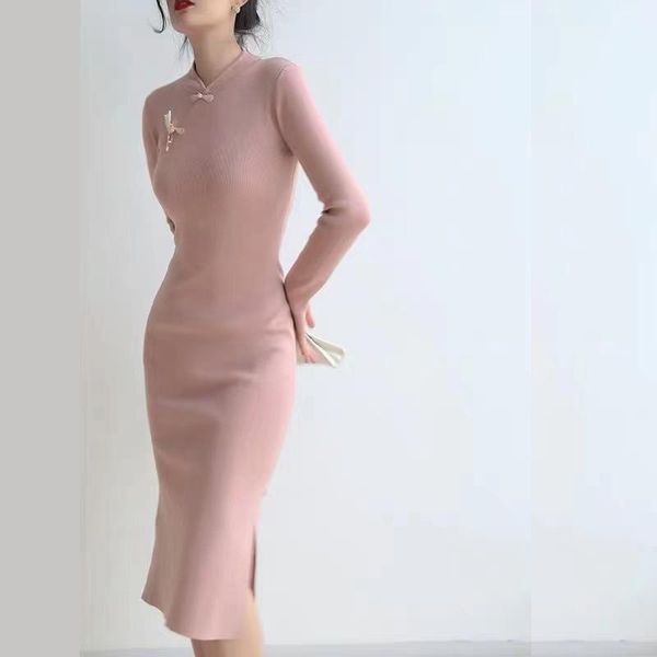 ethnic clothing gentle republic of china improved year knitted long sleeved sweater cheongsam bottomed elastic autumn and winter dress, Red
ethnic clothing gentle republic of china improved year knitted long sleeved sweater cheongsam bottomed elastic autumn and winter dress, Red