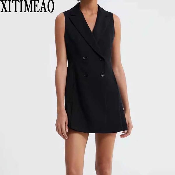 za vest coat women spring autumn black sleeveless lapel solid color slim jacket pleated skirtouterwear 210604, Black;white
za vest coat women spring autumn black sleeveless lapel solid color slim jacket pleated skirtouterwear 210604, Black;white