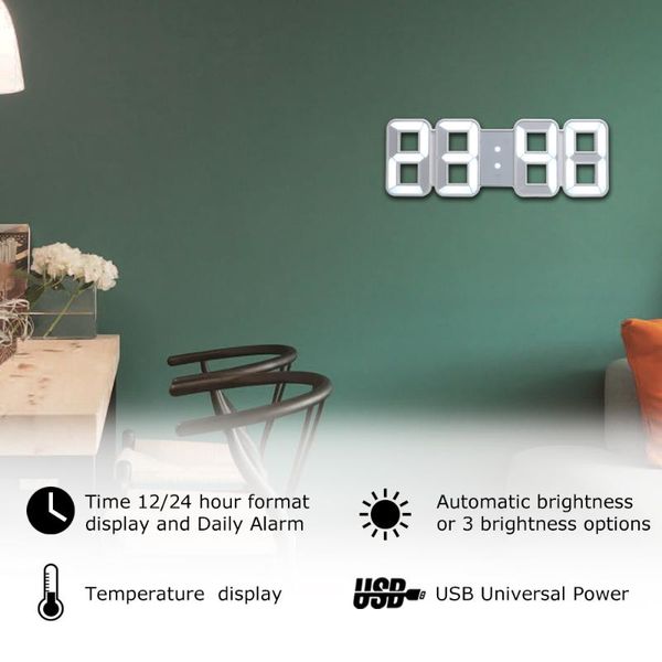 digital wall clock large time 3d led alarm nightlight table desk watch home decorate hang electronic clocks
digital wall clock large time 3d led alarm nightlight table desk watch home decorate hang electronic clocks