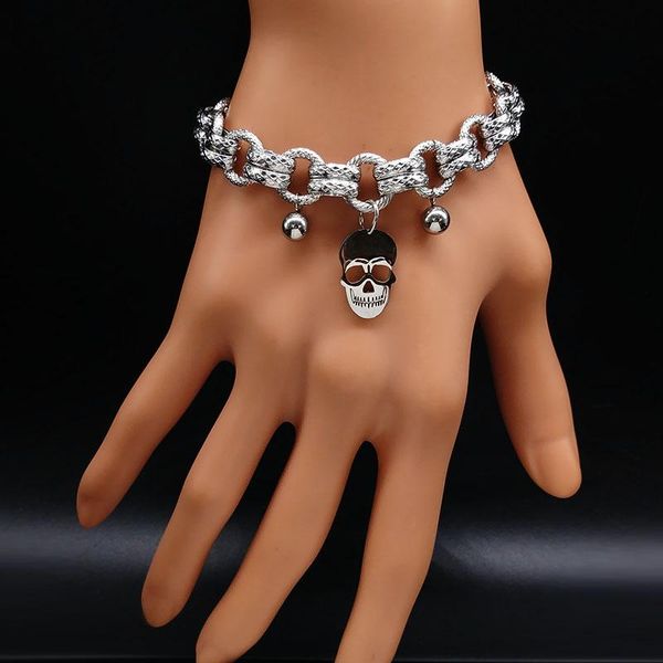 link, chain gothic skull stainless steel bracelete for women silver color bracelets & bangles jewelry caveira pulseiras b17935, Black
link, chain gothic skull stainless steel bracelete for women silver color bracelets & bangles jewelry caveira pulseiras b17935, Black