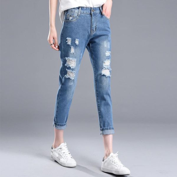 women's jeans hiawatha spring summer elastic waist women hole ankle-length pants korean denim jst042, Blue
women's jeans hiawatha spring summer elastic waist women hole ankle-length pants korean denim jst042, Blue