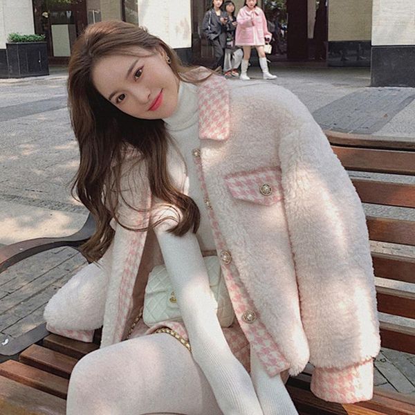 women's wool & blends lambswool winter jackets coat women pink sweet houndstooth plaid woolen outwear single breasted luxury office lad, Black
women's wool & blends lambswool winter jackets coat women pink sweet houndstooth plaid woolen outwear single breasted luxury office lad, Black