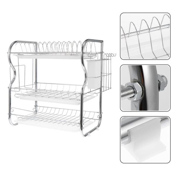 kitchen storage & organization 1pc stainless steel rack draining 3 tier dish for home
kitchen storage & organization 1pc stainless steel rack draining 3 tier dish for home