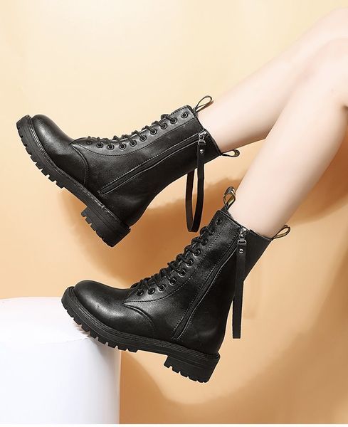 boots children autumn and winter short women's british martin thick soled middle cylinder side zipper, Black
boots children autumn and winter short women's british martin thick soled middle cylinder side zipper, Black