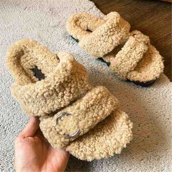 furry slippers indoor winter open toe half metal decoration print cut shoes warm wool women's, Black
furry slippers indoor winter open toe half metal decoration print cut shoes warm wool women's, Black