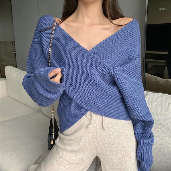 women's sweaters cross v-neck autumn winter knitted vintage female casual loose jumpers solid color irregular sweater, White;black
women's sweaters cross v-neck autumn winter knitted vintage female casual loose jumpers solid color irregular sweater, White;black