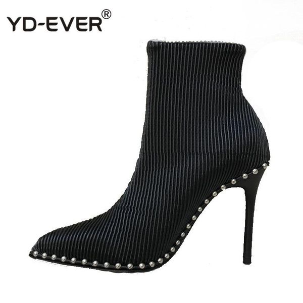 boots 2021 spring socks women stretch fabric pointed toe ankle high heels zip rivet pumps shoes, Black
boots 2021 spring socks women stretch fabric pointed toe ankle high heels zip rivet pumps shoes, Black