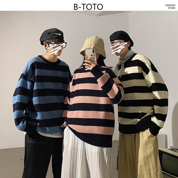 men's sweaters b-toto striped men 2021 autumn korean style pullovers harajuku streetwear male clothing couple sweater, White;black
men's sweaters b-toto striped men 2021 autumn korean style pullovers harajuku streetwear male clothing couple sweater, White;black