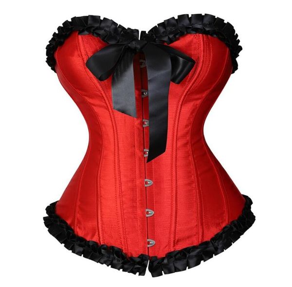 bustiers & corsets ruffles lace up for women vintage gothic satin lingerie corselet overbust, Black;white
bustiers & corsets ruffles lace up for women vintage gothic satin lingerie corselet overbust, Black;white