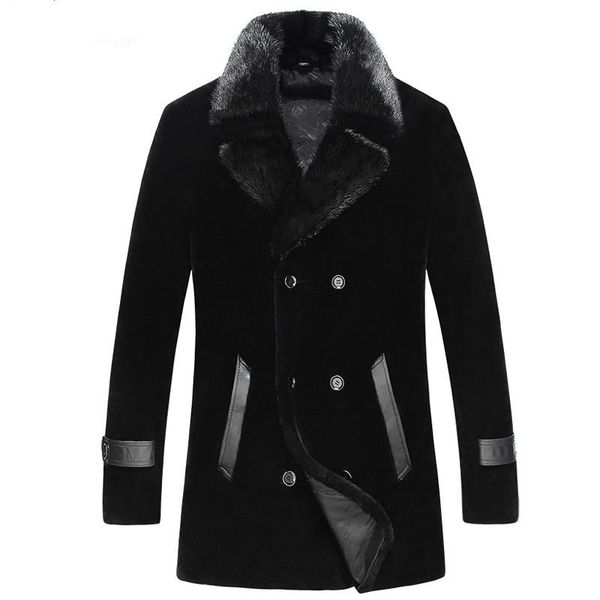 men's leather & faux jacket natural fur coat men long sheep shearling mink collar wool plus size lsy070087kj805, Black
men's leather & faux jacket natural fur coat men long sheep shearling mink collar wool plus size lsy070087kj805, Black