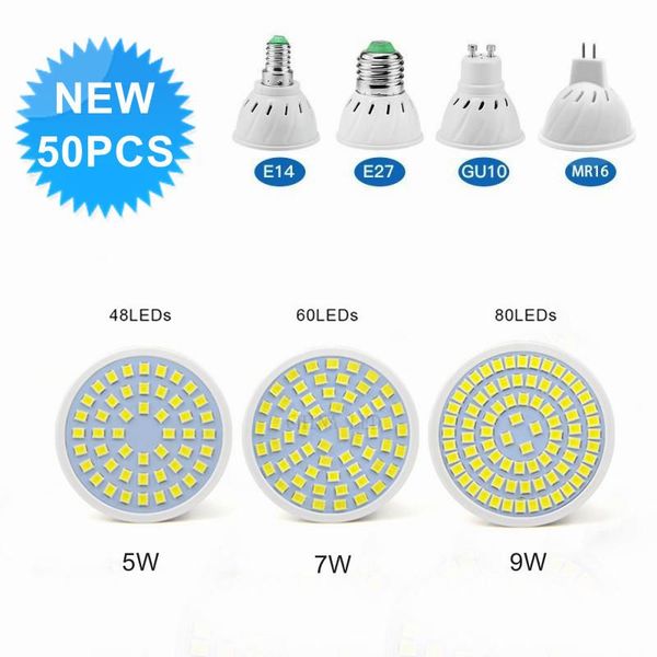 bulbs 10-50pcs led lamp e27 e14 spotlight bulb 48 60 80leds lampara 220v gu10 bombillas mr16 gu5.3 lampada spot light b22 5w 7w 9 
bulbs 10-50pcs led lamp e27 e14 spotlight bulb 48 60 80leds lampara 220v gu10 bombillas mr16 gu5.3 lampada spot light b22 5w 7w 9