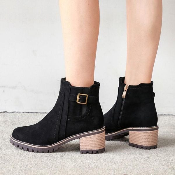 boots jedragon women's the winter fashion round head zipper mid heel ankle shoes plus size height 5cm, Black
boots jedragon women's the winter fashion round head zipper mid heel ankle shoes plus size height 5cm, Black