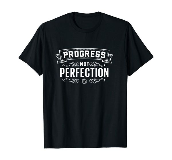 sober recovery progress not perfection t-shirt black s-5xl, White;black