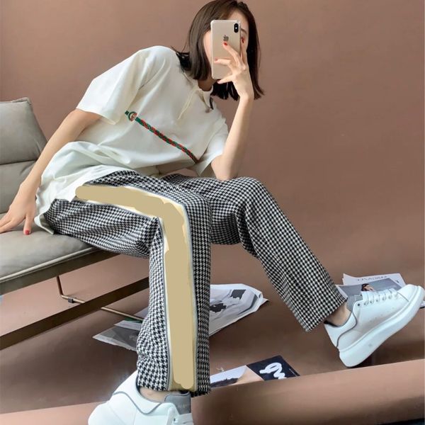 21s spring and summer new thousand bird side ribbon reflective pants lattice trend, White;black
21s spring and summer new thousand bird side ribbon reflective pants lattice trend, White;black