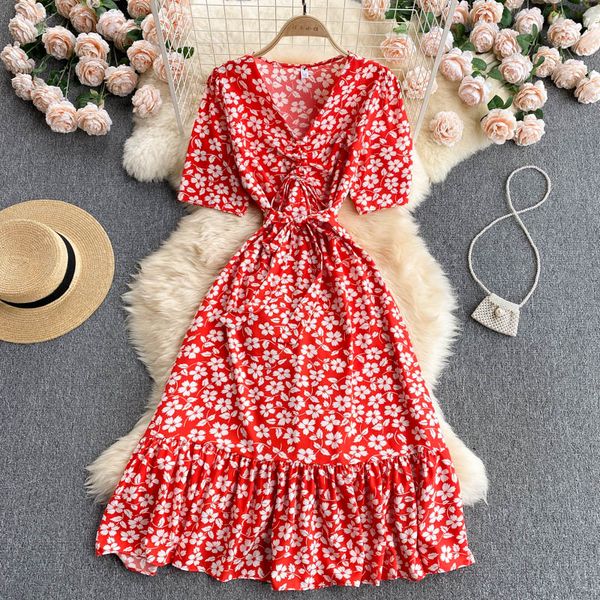 vintage blue/red/black floral mini dress women summer v-neck short sleeve dstring ruffle high waist slim vestidos female 2021, Black;gray
vintage blue/red/black floral mini dress women summer v-neck short sleeve dstring ruffle high waist slim vestidos female 2021, Black;gray