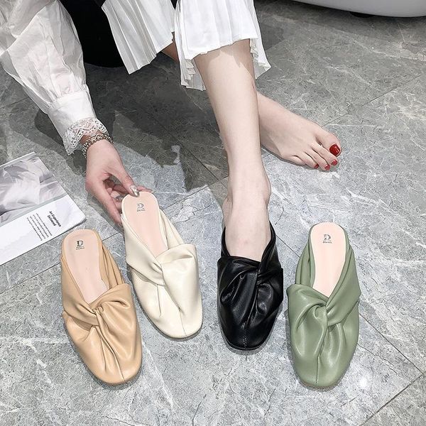 slippers 2021 solid leather pleated slides women shoes woman mules round cover toe square low heels ladies female, Black
slippers 2021 solid leather pleated slides women shoes woman mules round cover toe square low heels ladies female, Black