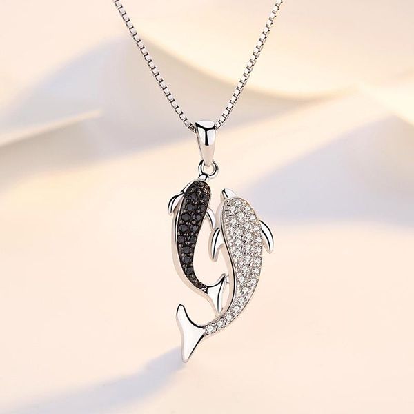 pendant necklaces exquisite black white zircon dolphin necklace charmingsilver color clavicle chain fashion cute girl party jewelry gift, Silver
pendant necklaces exquisite black white zircon dolphin necklace charmingsilver color clavicle chain fashion cute girl party jewelry gift, Silver
