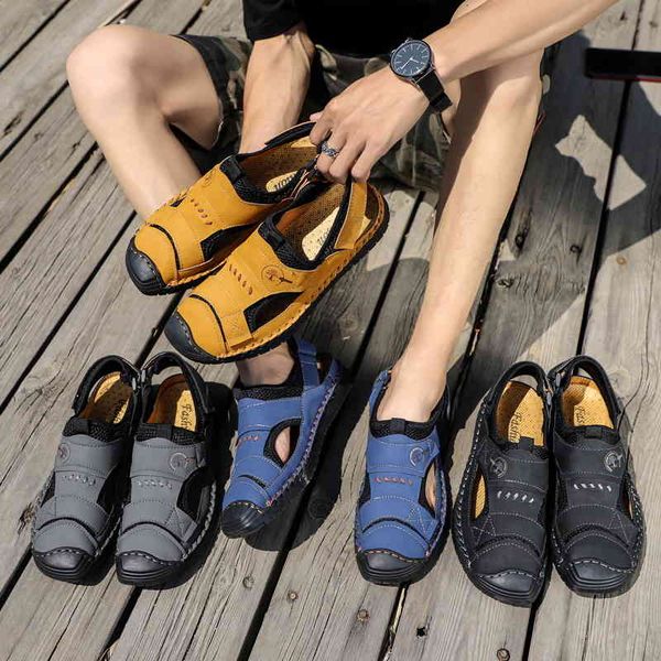 slippers genuine leather men shoes summer 's sandals fashion beach outdoor casuals comfortable 26hl, Black
slippers genuine leather men shoes summer 's sandals fashion beach outdoor casuals comfortable 26hl, Black