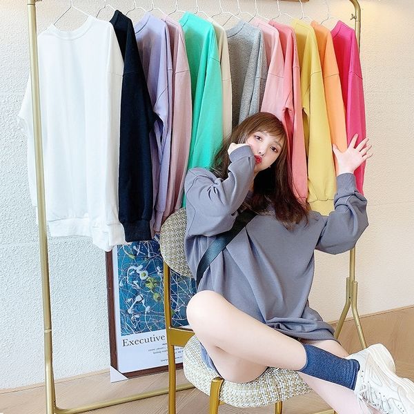 women's 2021 spring and autumn new fashion women's sweater korean version round neck solid color loose ins lazy wind without pilli, Black
women's 2021 spring and autumn new fashion women's sweater korean version round neck solid color loose ins lazy wind without pilli, Black