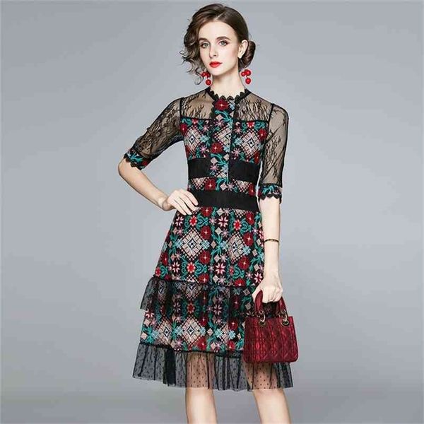 luxury floral embroidery lace dress festa summer office ladies short sleeve patchwork dot mesh party 210602, Black;gray
luxury floral embroidery lace dress festa summer office ladies short sleeve patchwork dot mesh party 210602, Black;gray