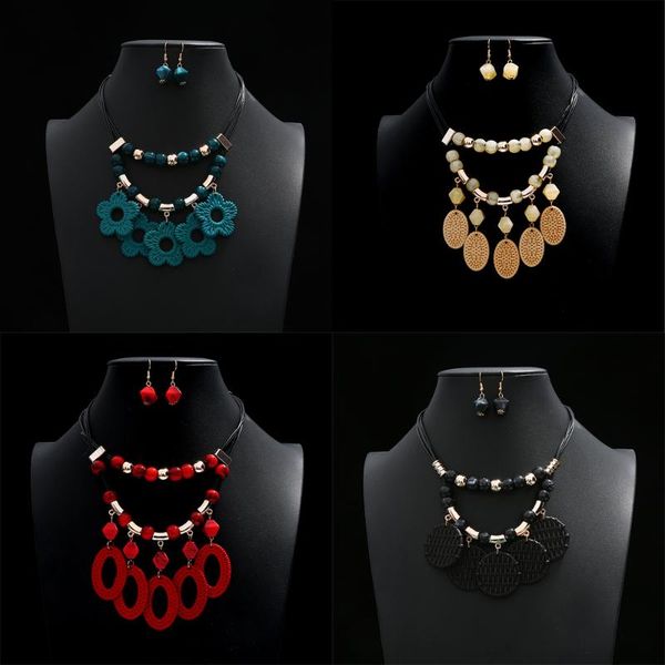 earrings & necklace bohemian colorful set multilayer geometry flower oval tag pendant statment jewelry for woman gift, Silver
earrings & necklace bohemian colorful set multilayer geometry flower oval tag pendant statment jewelry for woman gift, Silver