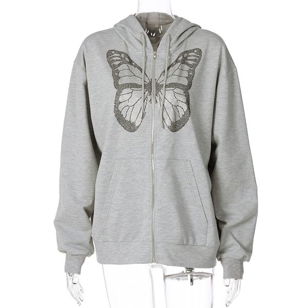 diamond butterfly women gray hoodie jacket zip long sleeve loose oversized streetwear autumn winter outwear casual, Black;brown
diamond butterfly women gray hoodie jacket zip long sleeve loose oversized streetwear autumn winter outwear casual, Black;brown