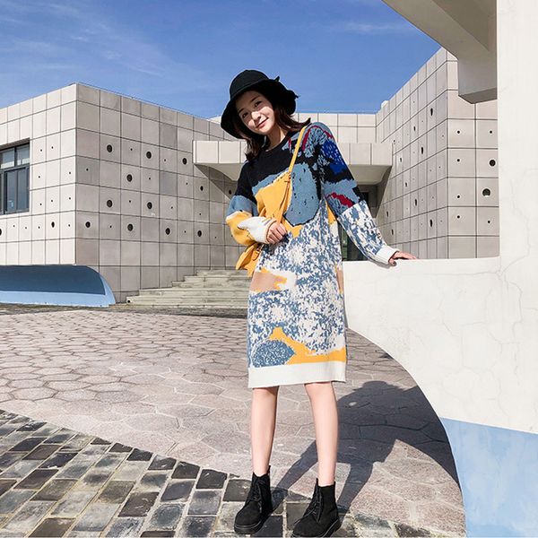 tees pullover dressed as a long shirt women's section winter korean loose print o-neck engage bottoming knit dress lq408 8d0z, White
tees pullover dressed as a long shirt women's section winter korean loose print o-neck engage bottoming knit dress lq408 8d0z, White