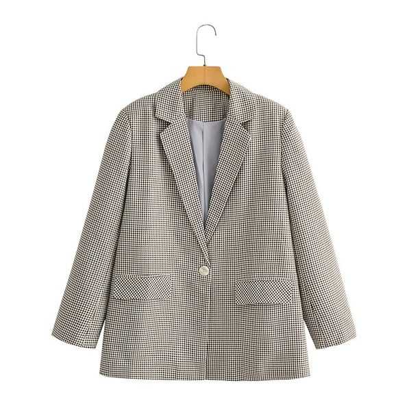 women's suits & blazers office ladies plaid long sleeve houndstooth suit coat jacket women notched collar single button blazer female 2, White;black
women's suits & blazers office ladies plaid long sleeve houndstooth suit coat jacket women notched collar single button blazer female 2, White;black
