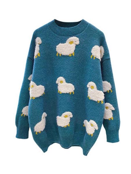 women's sweaters fashion print o neck knit woman sweater pullovers 2021 harajuku loose streetwear jumpers coat knitwear, White;black
women's sweaters fashion print o neck knit woman sweater pullovers 2021 harajuku loose streetwear jumpers coat knitwear, White;black