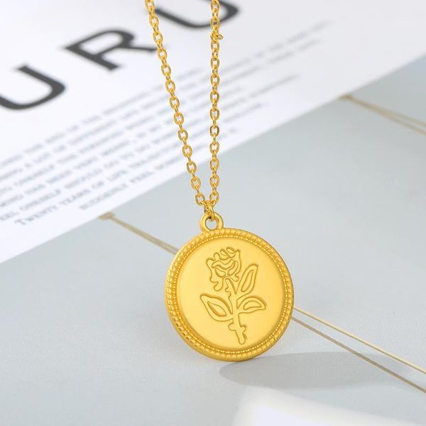 carved gold rose flower necklace for women choker aesthetic round stainless steel jewelry christmas wholesale collares pendant necklaces1, Silver
carved gold rose flower necklace for women choker aesthetic round stainless steel jewelry christmas wholesale collares pendant necklaces1, Silver