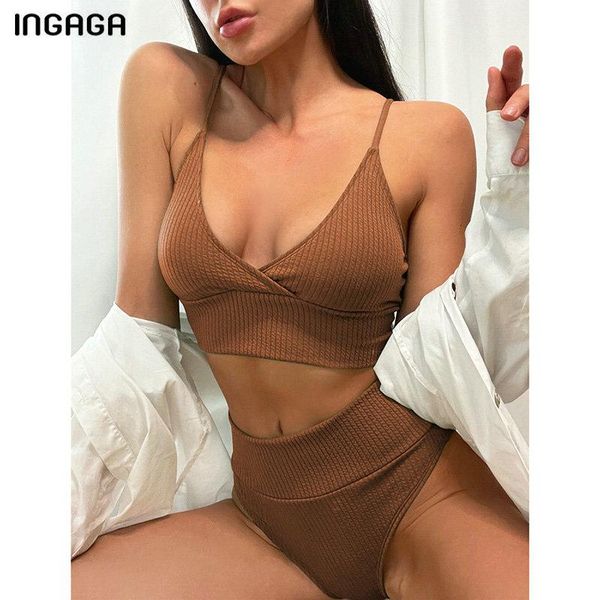 women's swimwear ingaga high waist women bikinis ribbed swimsuits push up biquini bathing suit 2021 brazilian bikini set, White;black
women's swimwear ingaga high waist women bikinis ribbed swimsuits push up biquini bathing suit 2021 brazilian bikini set, White;black