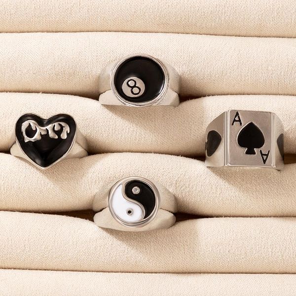 cluster rings 4pcs black white yin yang tai chi set fashion chinese style for men women heart statement stainless steel wedding ring, Golden;silver
cluster rings 4pcs black white yin yang tai chi set fashion chinese style for men women heart statement stainless steel wedding ring, Golden;silver