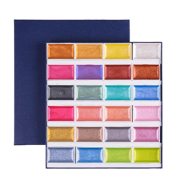 gift sets 24 colors solid watercolor paint set pearl pigment glitter shiny metallic water color painting box professional art supplies
gift sets 24 colors solid watercolor paint set pearl pigment glitter shiny metallic water color painting box professional art supplies