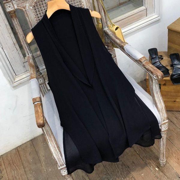 women's vests 2021 summer women chiffon vest long and thin section korean plus size sleeveless shawl fashion wild waistcoat jacket r408, Black;white
women's vests 2021 summer women chiffon vest long and thin section korean plus size sleeveless shawl fashion wild waistcoat jacket r408, Black;white
