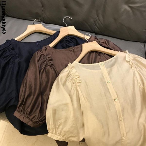 women's blouses & shirts short sleeve blouse causal ruffle back buttons women shirt 2021 spring summer thin blusas femme, White
women's blouses & shirts short sleeve blouse causal ruffle back buttons women shirt 2021 spring summer thin blusas femme, White