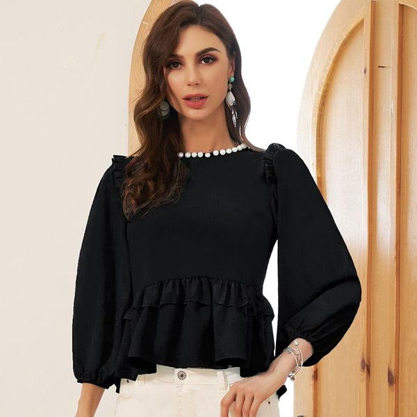 women's blouses & shirts products ladies fashion pearl collar puff sleeves ruffled cute baby shirt loose wild short t-shirt, White
women's blouses & shirts products ladies fashion pearl collar puff sleeves ruffled cute baby shirt loose wild short t-shirt, White