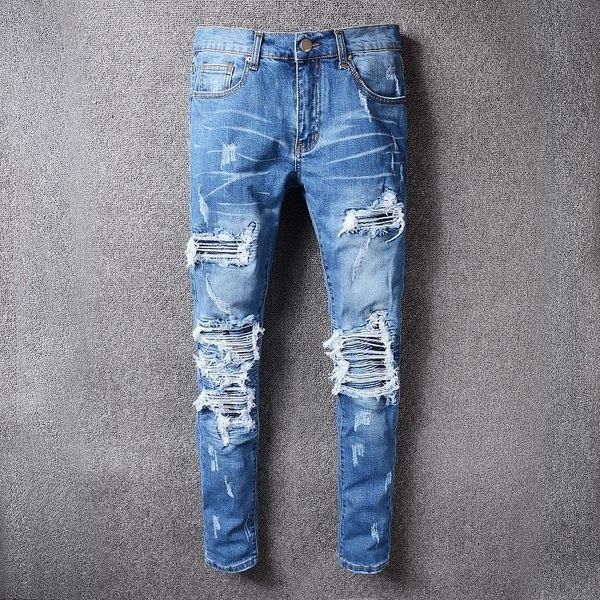 men's jeans european style mens brand men slim pants denim trousers zipper black pencil for 13, Blue
men's jeans european style mens brand men slim pants denim trousers zipper black pencil for 13, Blue