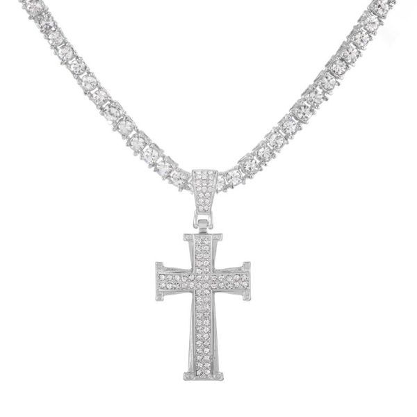 pendant necklaces iced out cross necklace with 4mm zicron tennis chain bling for men rhinestone cuban link, Silver
pendant necklaces iced out cross necklace with 4mm zicron tennis chain bling for men rhinestone cuban link, Silver