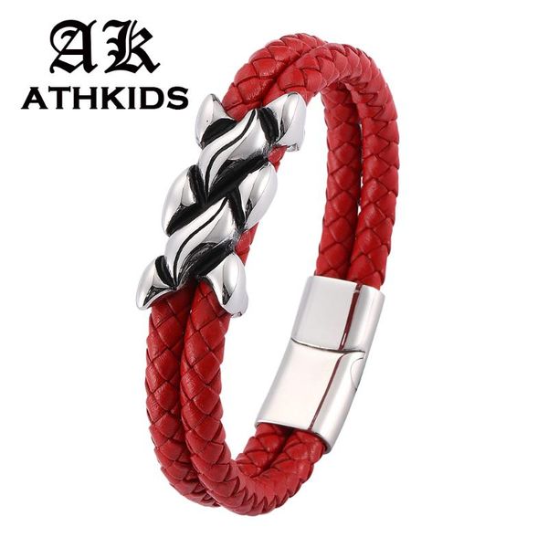 charm bracelets jewelry red double layer handmade braided leather bracelet men women fashion gift pd0123, Golden;silver
charm bracelets jewelry red double layer handmade braided leather bracelet men women fashion gift pd0123, Golden;silver