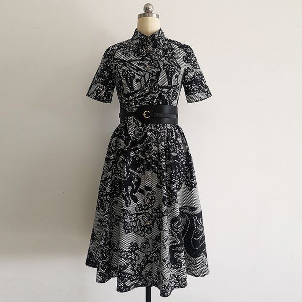 casual dresses 2021 spring summer elegant belt printing short sleeve b869, Black;gray
casual dresses 2021 spring summer elegant belt printing short sleeve b869, Black;gray