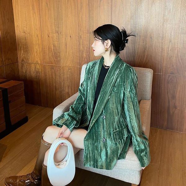 spring blazer women 2021 fashion korean velvet double breasted long sleeve notched green loose jacket plus size suit ladies women's sui, White;black
spring blazer women 2021 fashion korean velvet double breasted long sleeve notched green loose jacket plus size suit ladies women's sui, White;black