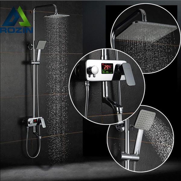 digital display 8" rainfall shower faucet in-wall rotate tub spout mixer set with handheld brass valve bathroom sets
digital display 8" rainfall shower faucet in-wall rotate tub spout mixer set with handheld brass valve bathroom sets