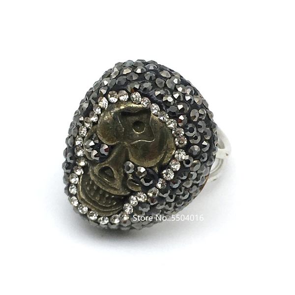 cluster rings unique vintage punk skull black rhinestone adjustable ladies jewelry for women gothic biker halloween gifts, Golden;silver 
cluster rings unique vintage punk skull black rhinestone adjustable ladies jewelry for women gothic biker halloween gifts, Golden;silver