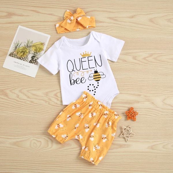 clothing sets baby girls clothes set, letter print short sleeve o-neck romper+bee/dot shorts+bow-knot headband, White
clothing sets baby girls clothes set, letter print short sleeve o-neck romper+bee/dot shorts+bow-knot headband, White