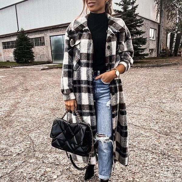 women's jackets autumn winter lapel long jacket plaid women single breasted slim cardigan coat turndown collar windproof, Black;brown
women's jackets autumn winter lapel long jacket plaid women single breasted slim cardigan coat turndown collar windproof, Black;brown