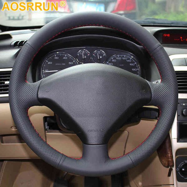 black leather hand-stitched car steering wheel cover for 307 2001-2008 307 sw 2005-2008
black leather hand-stitched car steering wheel cover for 307 2001-2008 307 sw 2005-2008