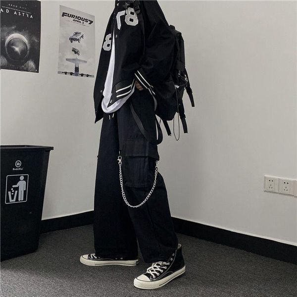 men's pants man autumn hip-hop personality tooling pant korean fashion male students oversize casual trousers street men clothes, Black
men's pants man autumn hip-hop personality tooling pant korean fashion male students oversize casual trousers street men clothes, Black