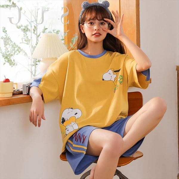 loose cute cartoon cotton pajamas women sleepwear short pants sleeved summer spring loungewear home clothing homewear, Black;red
loose cute cartoon cotton pajamas women sleepwear short pants sleeved summer spring loungewear home clothing homewear, Black;red